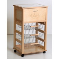 CARRELLO LEGNO C/MATTONELLE PORTAPANE NOCE 
